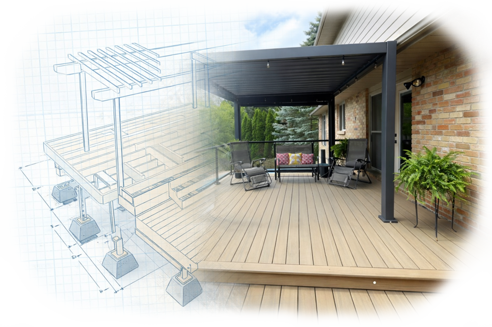 Deck design to finished build illustration